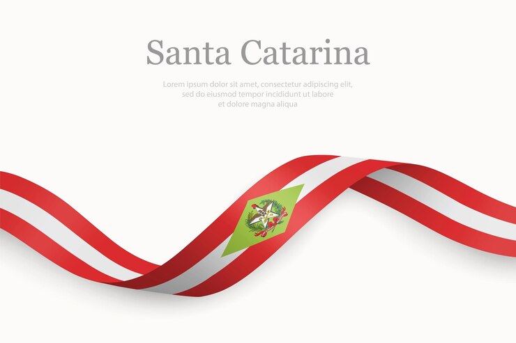 Bandeira de Santa Catarina em fita agitada Estado do Brasil
