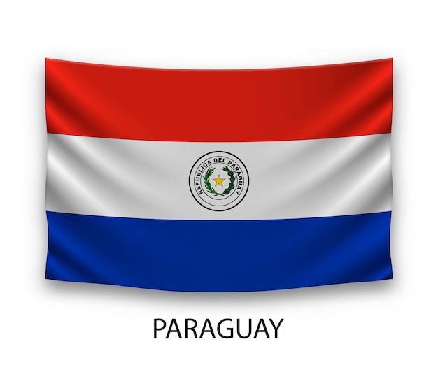 Bandeira de seda pendurada da ilustração vetorial do Paraguai