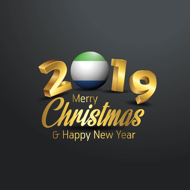 Vetor bandeira de serra leoa, 2019, feliz natal, tipografia