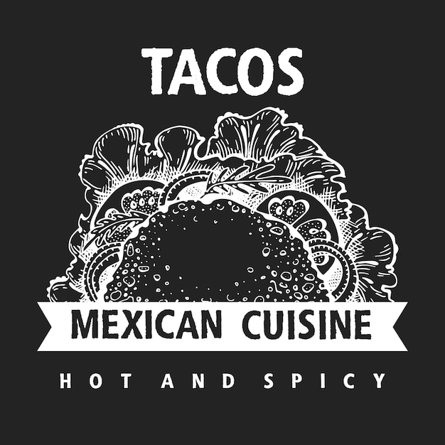 Bandeira de taco desenhada de mão.