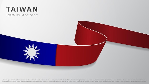 Vetor bandeira de taiwan 10 de outubro ilustração vetorial fita ondulada em fundo cinza dia da independência símbolo nacional eps10