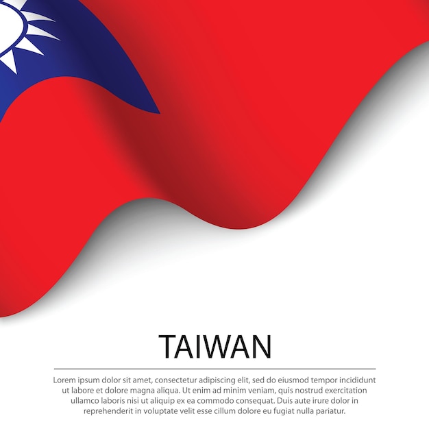 Bandeira de taiwan em fundo branco. modelo de vetor de banner ou fita para o dia da independência