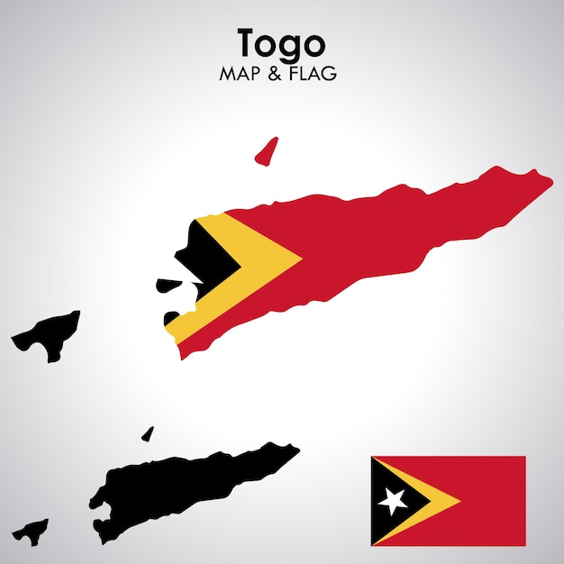 Vetor bandeira de timor-leste e arquivo de vetor de bandeira de mapa de design de mapa