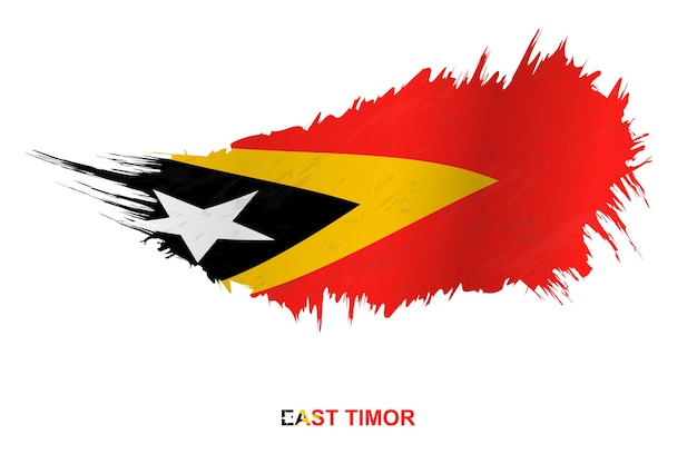 Bandeira de Timor Leste em estilo grunge com efeito de ondulação, bandeira de pincelada de vetor grunge.