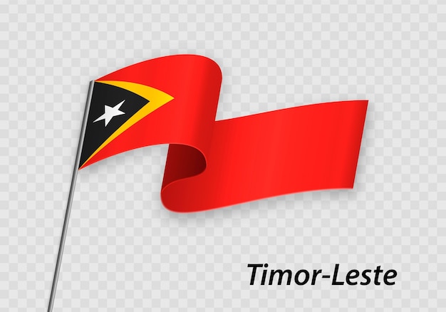 Bandeira de timorleste no mastro da bandeira modelo para o dia da independência