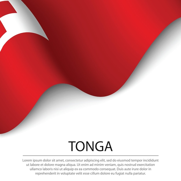 Bandeira de tonga em fundo branco. modelo de vetor de banner ou fita para o dia da independência