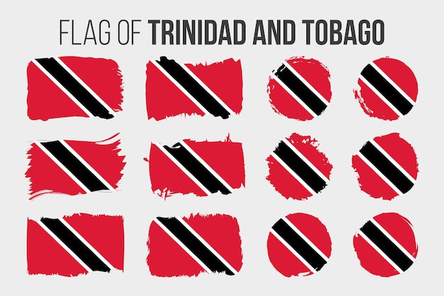 Bandeira de Trinidad e Tobago Pincelada e bandeiras grunge de Trinidad e Tobago isoladas em branco
