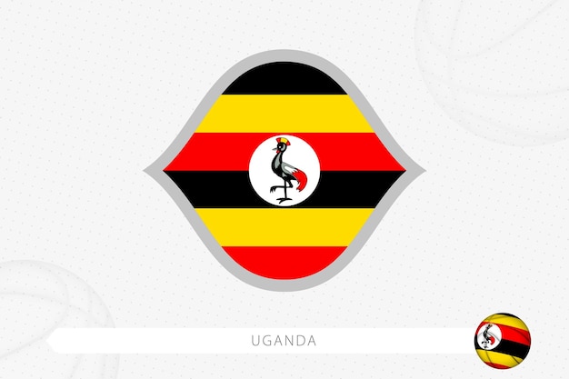 Bandeira de uganda para competição de basquete em fundo cinza de basquete.