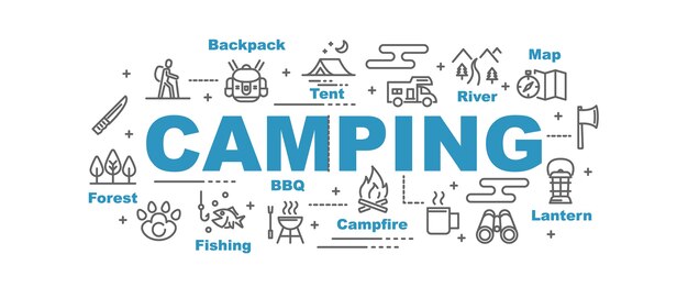 bandeira de vetor de acampamento