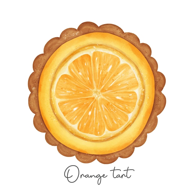 Bandeira de vetor de ilustração em aquarela doce caseira semi-realista de laranja isolada em fundo branco