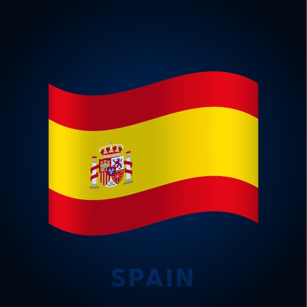 Bandeira de vetor de onda de Espanha. Acenando as cores oficiais nacionais e a proporção da bandeira. Ilustração vetorial.