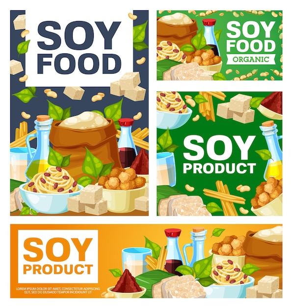 Vetor bandeira de vetor de produtos de soja de alimentos de soja