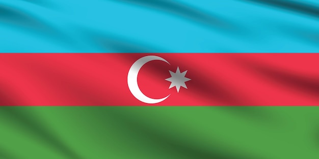 Bandeira do Azerbaijão cores oficiais e proporção ilustração vetorial digital Bandeira ondulada