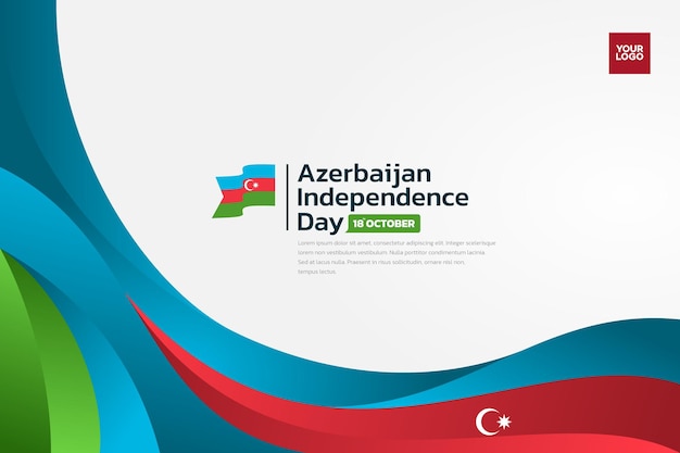 Vetor bandeira do azerbaijão dia da independência 18 de outubro