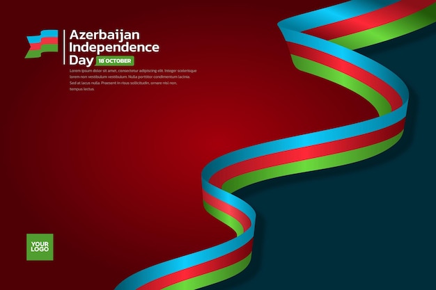 Vetor bandeira do azerbaijão dia da independência 18 de outubro