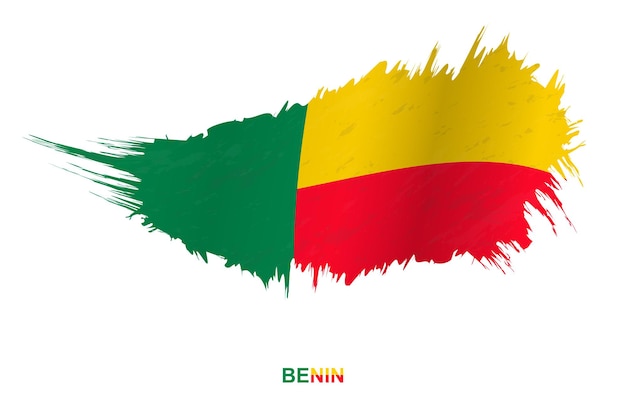 Bandeira do benin em estilo grunge com efeito de ondulação, bandeira de pincelada de vetor grunge.