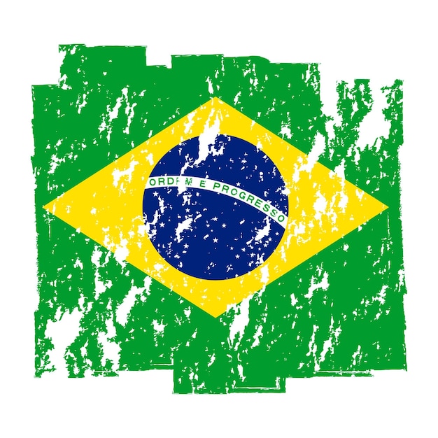 Vetor bandeira do brasil com pincel grunge