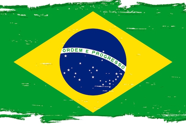 Vetor bandeira do brasil com pincel grunge