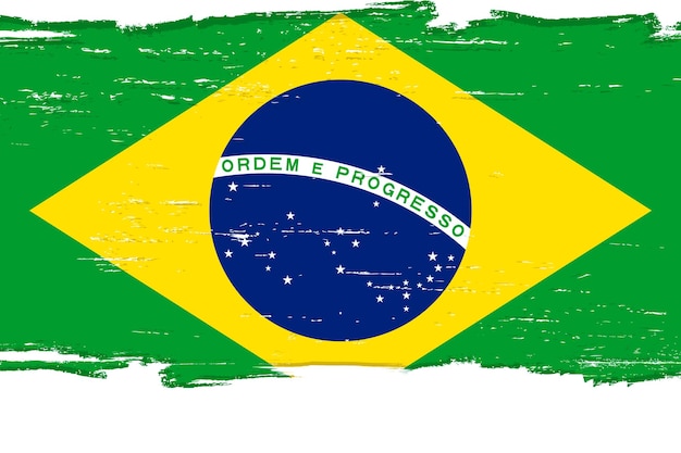 Vetor bandeira do brasil com pincel grunge