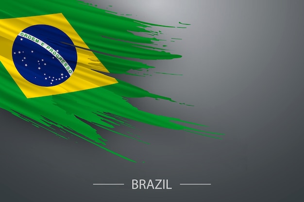 Bandeira do Brasil com traço de pincel 3d grunge