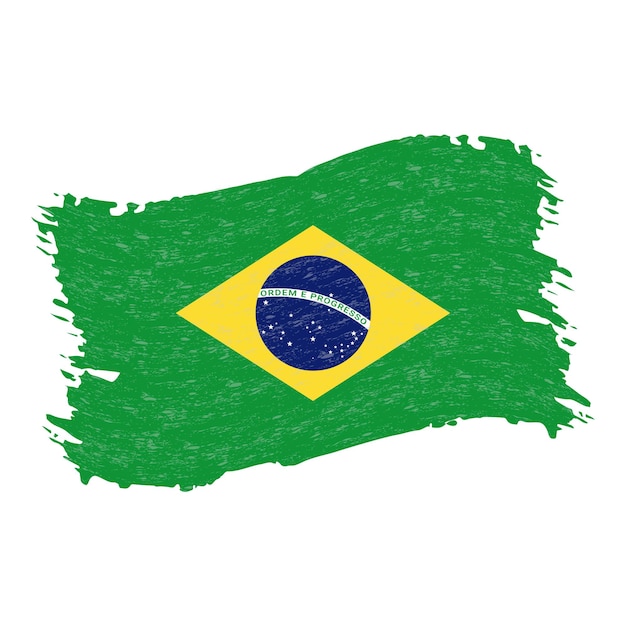 Vetor bandeira do brasil grunge abstrata pincelada isolada em uma ilustração vetorial de fundo branco
