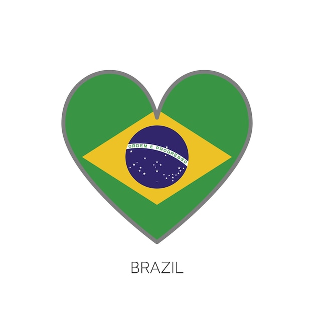 Bandeira do brasil romance amor ícone vetorial em forma de coração