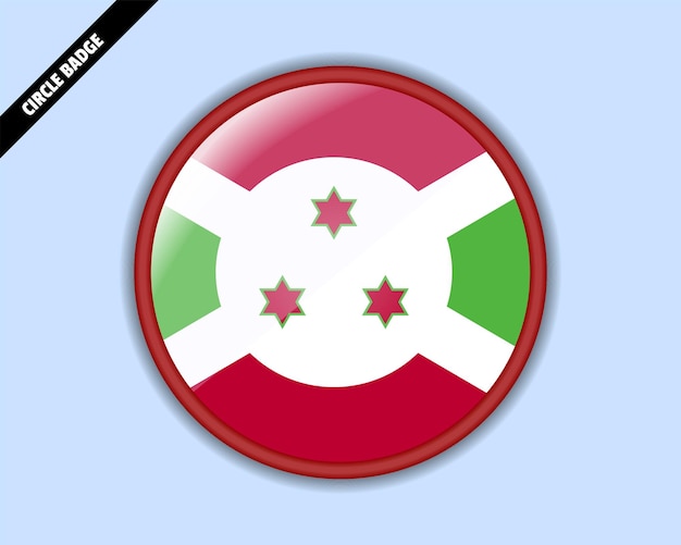 Bandeira do burundi círculo distintivo desenho vetorial sinal arredondado com reflexo