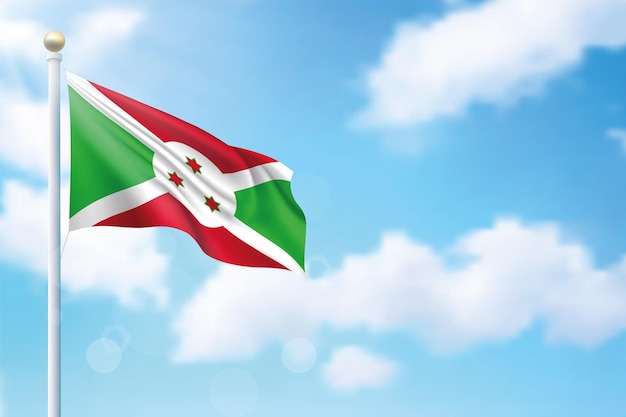 Bandeira do Burundi no modelo de fundo do céu para design de cartaz do dia da independência