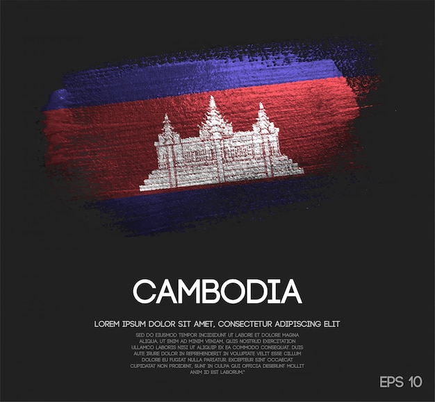 Bandeira do camboja feita de glitter sparkle escova paint vector