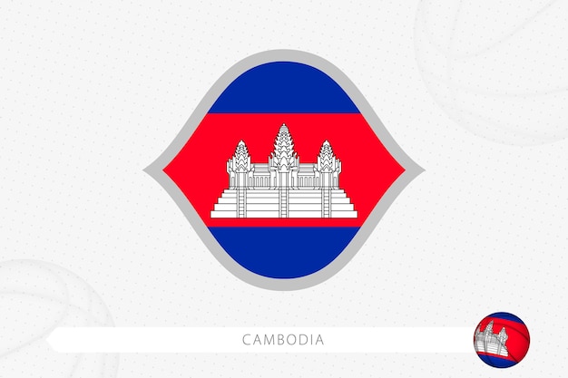 Bandeira do camboja para competição de basquete em fundo cinza de basquete.