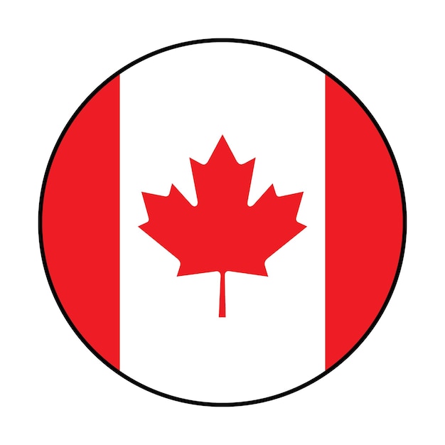 Bandeira do Canadá Borda preta Botão da bandeira do Canadá Ícone do logotipo do computador Desenho de ilustração vetorial