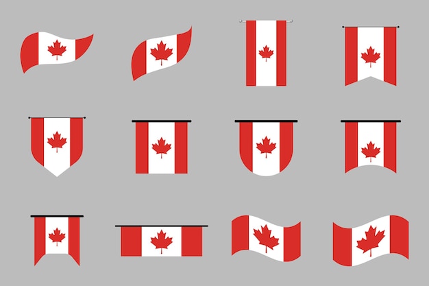 Bandeira do Canadá Configuração original e simples da bandeira do Canadá Ilustração vetorial do bando do Canadá Coleta