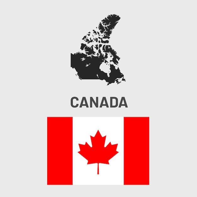 Bandeira do Canadá e Mapa