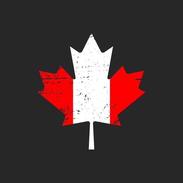 Bandeira do canadá em forma de bordo com textura grunge