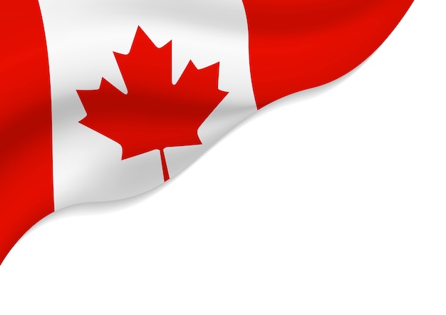 Bandeira do canadá isolada no fundo branco, com espaço de cópia