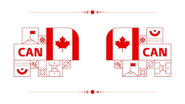 Bandeira do canadá para o torneio da copa de futebol de 2022 isolada bandeira da equipe nacional com elementos geométricos para o futebol de 2022 ou ilustração vetorial de futebol