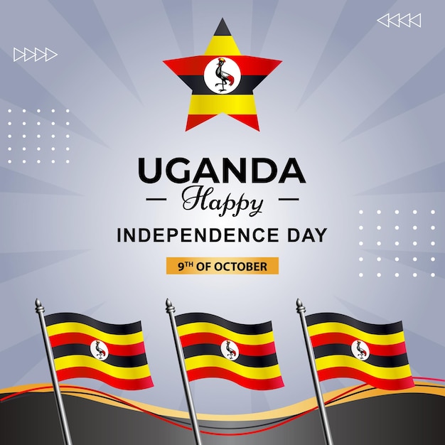 Bandeira do cartaz de uganda para o dia da independência