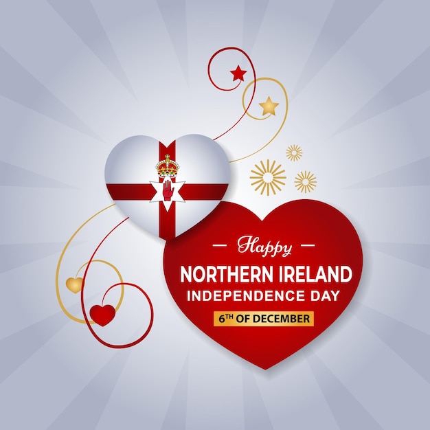 Vetor bandeira do coração da irlanda do norte para o dia da independência