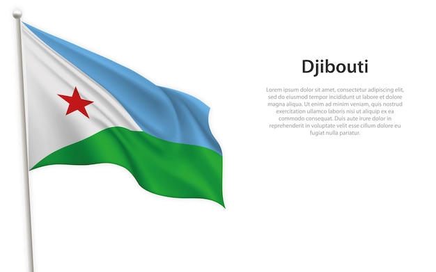 Bandeira do Djibuti em fundo branco Modelo para design de cartaz do dia da independência