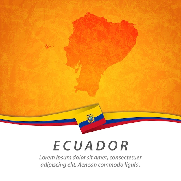 Vetor bandeira do equador com mapa central