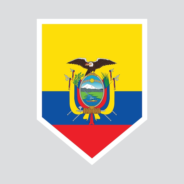 Vetor bandeira do equador em moldura em forma de escudo