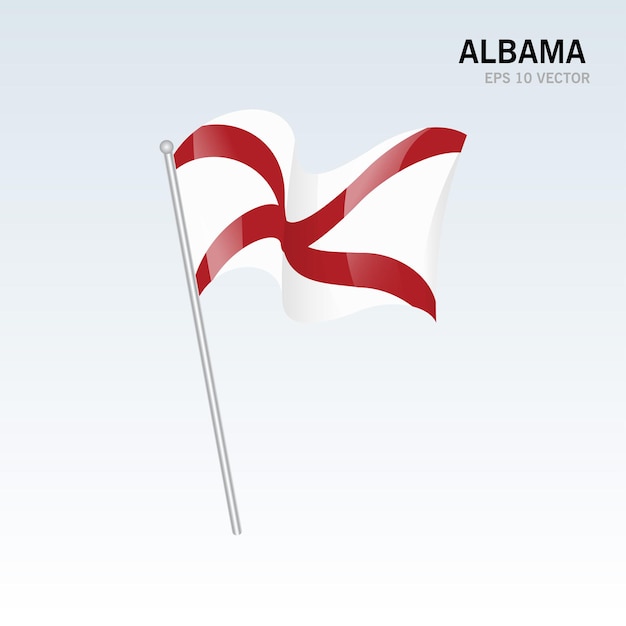 Bandeira do estado de alabama dos estados unidos da américa em fundo cinza