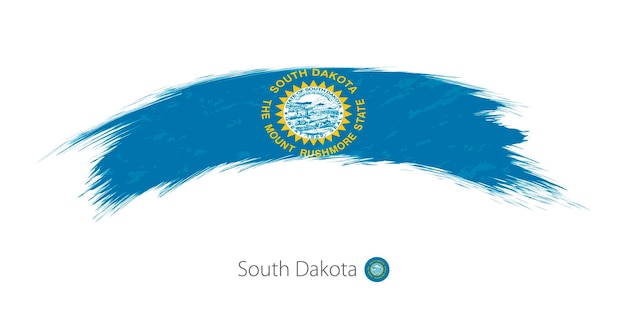 Bandeira do estado de dakota do sul em ilustração vetorial de pincelada grunge arredondada