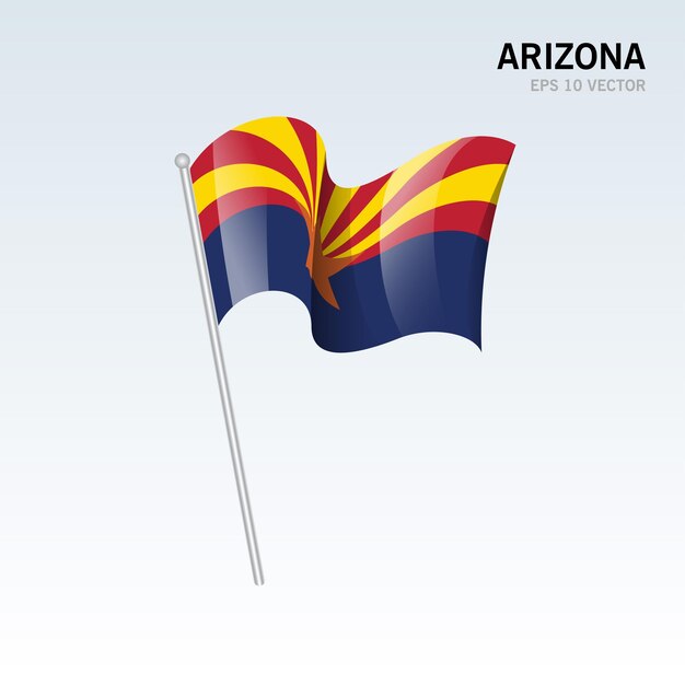 Bandeira do estado do arizona dos estados unidos da américa em fundo cinza