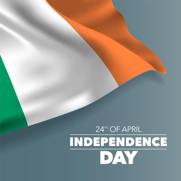 Bandeira do feliz dia da independência da irlanda. feriado irlandês com desenho de 24 de abril e bandeira com curvas