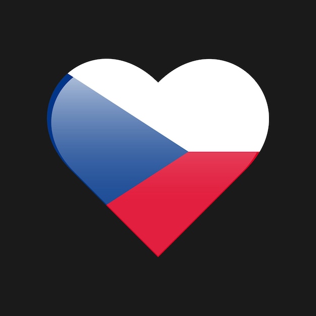 Bandeira do ícone nacional do amor da República Checa isolada em fundo preto Vector