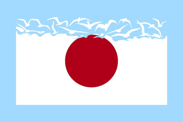 Vetor bandeira do japão com conceito de liberdade bandeira do japão se transformando em pássaros voadores vetor