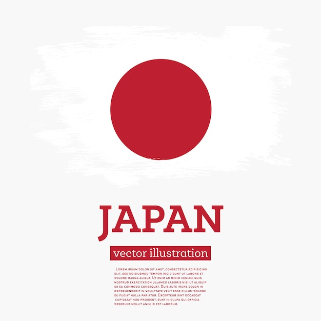 Bandeira do japão com pinceladas. ilustração vetorial.