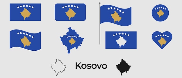 Bandeira do kosovo silhueta do símbolo nacional do kosovo