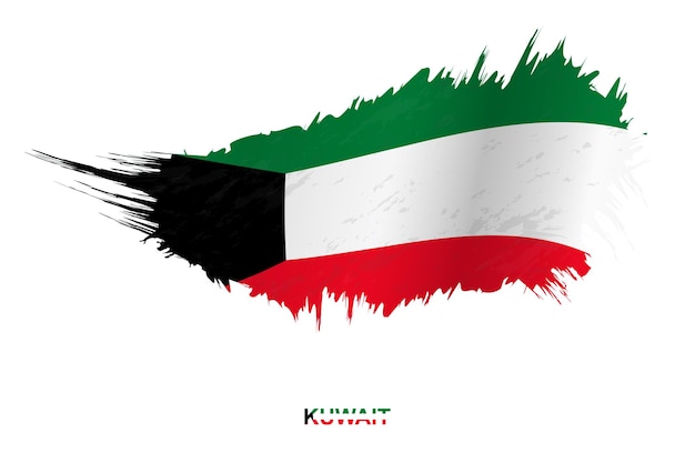 Bandeira do Kuwait em estilo grunge com efeito de ondulação, bandeira de pincelada de vetor grunge.